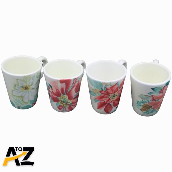 Other - Set of 4 Pfaltzgraff Hand Painted Holiday Market Coffee Mugs Dishwasher & Microw